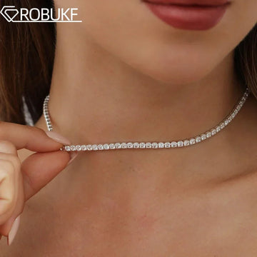 Women's tennis-style necklace with moissanite